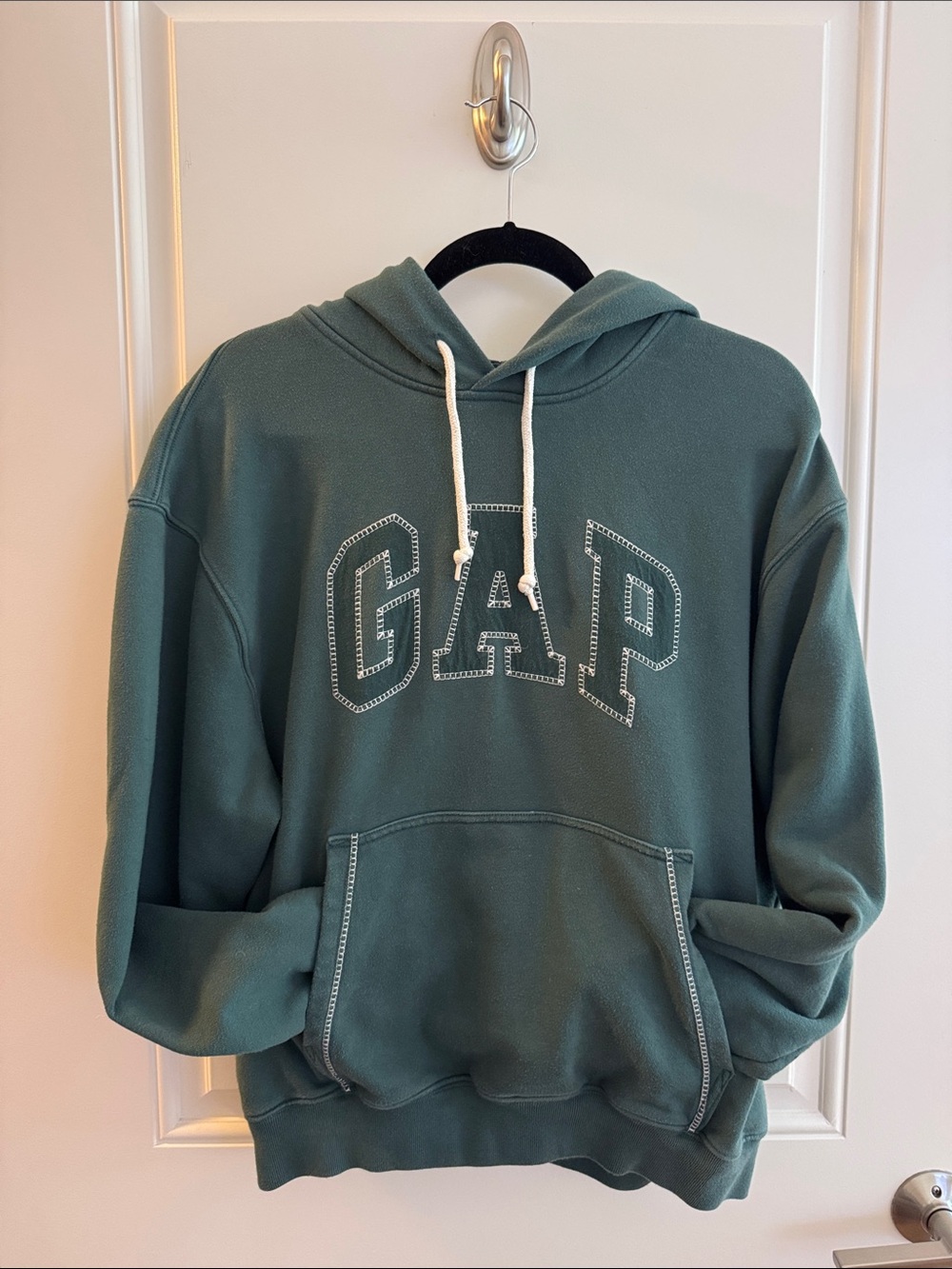 GAP Teal Green Pullover Hoodie with White Drawcord